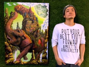 ZiNの絵画「シロノゾウ」のグッズを沖縄ギャラリーで販売して行こうと思う。